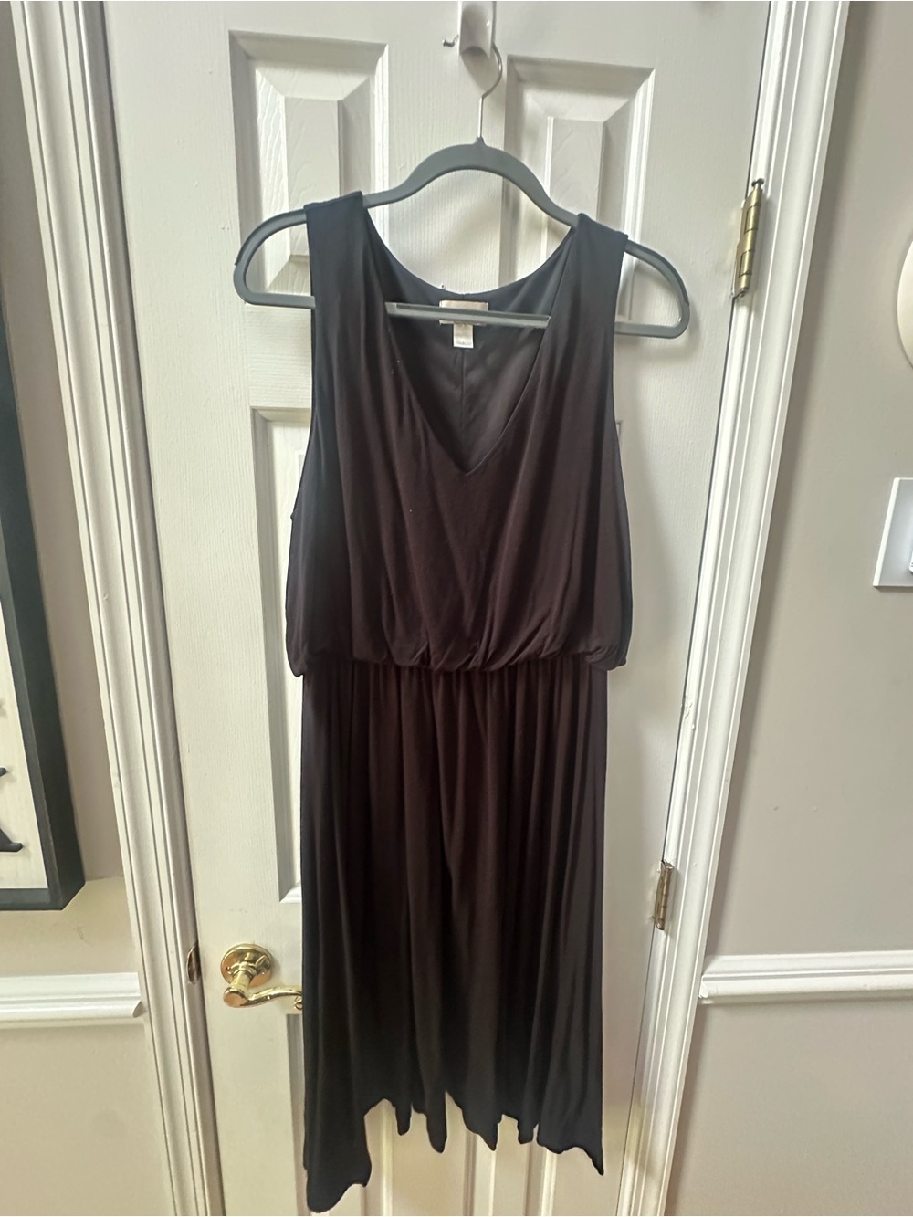 LOFT Black Sleeveless V-Neck Maxi Dress